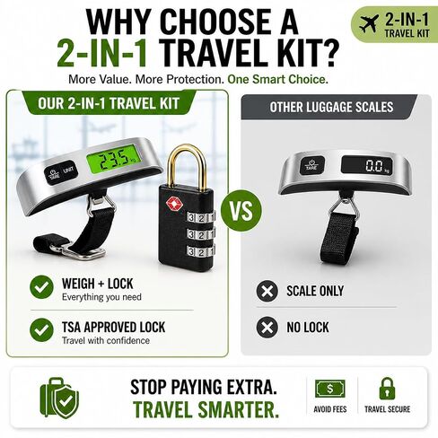 Luggage Scale with TSA Approved Lock, Digital Portable Hanging Baggage Scale 110lb/50kg, Travel Weight Scale for Suitcases, Avoid Overweight Fees, Travel Essentials Gift, Battery Included in Saudi Arabia