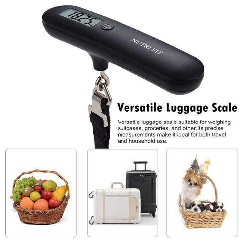 NUTRI FIT ميزان الأمتعة للسفر حقيبة رقمية ميزان الوزن حقيبة محمولة وزن ميزان الأمتعة، شاشة LCD 110 رطل/50 كجم ميزان إلكتروني محمول لحزم أساسيات السفر بالطائرة in Kuwait