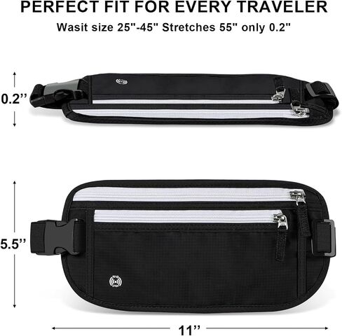 XIEEAOZEE Travel Money Belt, Travel Waist Wallet with RFID Blocking & Hidden Fanny Pack for Men and Women, Hidden Passport Holder to Protect Credit Cards, Passports and Documents in Saudi Arabia