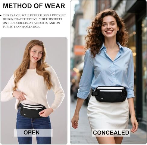 XIEEAOZEE Travel Money Belt, Travel Waist Wallet with RFID Blocking & Hidden Fanny Pack for Men and Women, Hidden Passport Holder to Protect Credit Cards, Passports and Documents in Saudi Arabia
