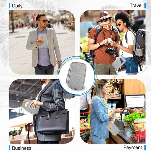 TOPBAG عائلة حامل جواز السفر، محفظة جواز السفر النسائية Rfid Blocking، منظم وثائق السفر للمحافظ المميزة، حقيبة حامل جواز سفر مقاومة للماء للنساء والرجال أثناء السفر، حافظة بطاقات الائتمان in Kuwait
