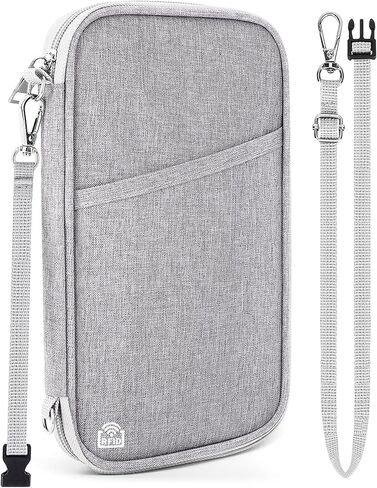 Family Passport Holder for Travel, RFID Blocking Travel Document Organizer with Flexible Carrying Style, Portable Passport Wallet and Essentials for Trip (Grey) in Kuwait