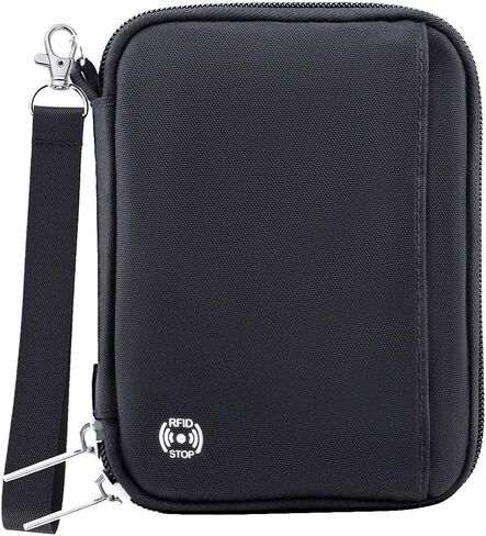 WALNEW Passport Holder Family for 4, RFID Blocking Travel Wallet Women Men, Lightweight Zipper Document Organizer Pouch Bag Credit Cards Case Cover for Travelling, Black | Family for 4 in Kuwait