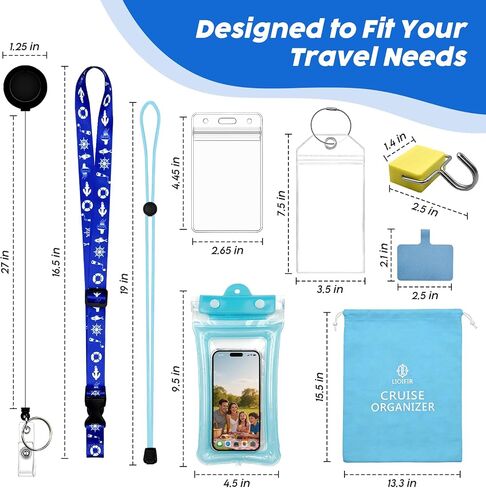 Cruise Ship Essentials Must Haves 2026-4 Person Travel Kit for Carnival, Royal Caribbean, Princess - Waterproof Phone Pouch, Magnetic Hooks, Cruise Lanyards for Ship Cards, Clear Luggage Tags in Saudi Arabia