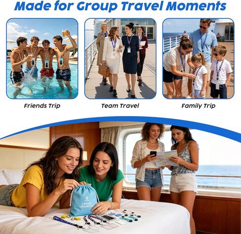 Cruise Ship Essentials Must Haves 2026-4 Person Travel Kit for Carnival, Royal Caribbean, Princess - Waterproof Phone Pouch, Magnetic Hooks, Cruise Lanyards for Ship Cards, Clear Luggage Tags in Saudi Arabia
