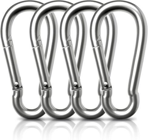AUTMATCH Carabiner Clips, 3" Carbon Steel Spring Snap Hook Caribeener Clips Buckle Pack Grade Heavy Duty Carabiners Quick Link for Camping, Fishing, Hiking, Traveling, Circle Black, 4 Pack in Saudi Arabia
