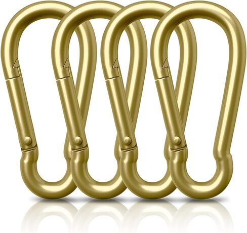 AUTMATCH Carabiner Clips, 3" Carbon Steel Spring Snap Hook Caribeener Clips Buckle Pack Grade Heavy Duty Carabiners Quick Link for Camping, Fishing, Hiking, Traveling, Circle Black, 4 Pack in Saudi Arabia