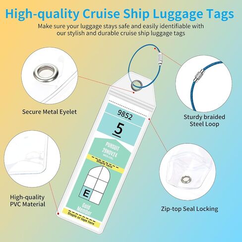 Viking Cruise Luggage Tag Holders, Zip Seal Clear Cruise Luggage Tag Holder with Steel Loops Fits for All Viking Ships & Tags, Cruise Essentials 2026-2027 (6 Pcs Luggage Tag Holders) in Saudi Arabia