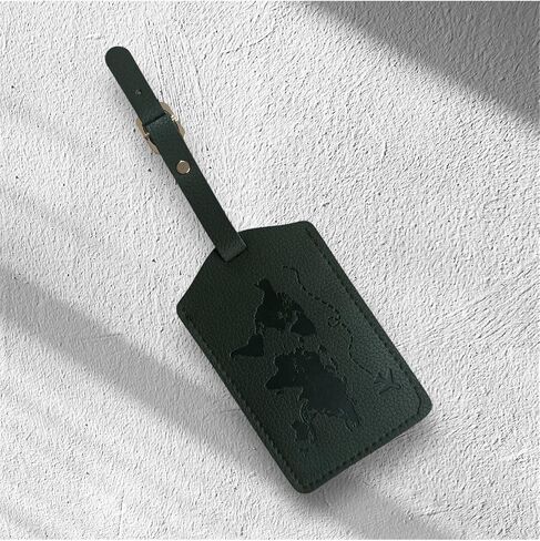 SODEF Passport Holder and Luggage Tag Set Faux Leather Vertical Design for Casual Daily Use - Black in Saudi Arabia