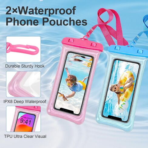 16Pcs Cruise Ship Essentials, Travel Cruise Must Haves with Power Plug Adapter, Includes Waterproof Phone Pouches, Luggage Tags, Lanyard Card Holders, Towel Bands for Beach Chair and Magnetic Hooks in Saudi Arabia