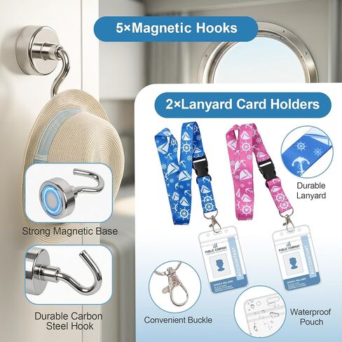 16Pcs Cruise Ship Essentials, Travel Cruise Must Haves with Power Plug Adapter, Includes Waterproof Phone Pouches, Luggage Tags, Lanyard Card Holders, Towel Bands for Beach Chair and Magnetic Hooks in Saudi Arabia
