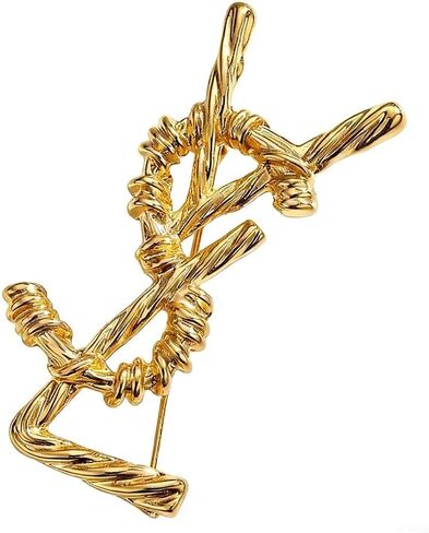 Gold-Tone Abstract Knot Brooch for Women, Vintage Style Twisted Metal Pin, Elegant Scarf Shawl Collar Brooch, Fashion Jewelry Accessory for Dresses Coats Sweaters in Kuwait