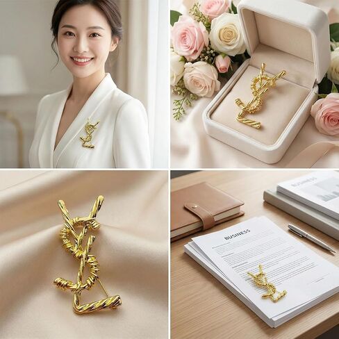 Gold-Tone Abstract Knot Brooch for Women, Vintage Style Twisted Metal Pin, Elegant Scarf Shawl Collar Brooch, Fashion Jewelry Accessory for Dresses Coats Sweaters in Kuwait