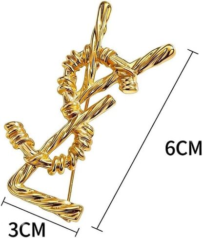 Gold-Tone Abstract Knot Brooch for Women, Vintage Style Twisted Metal Pin, Elegant Scarf Shawl Collar Brooch, Fashion Jewelry Accessory for Dresses Coats Sweaters in Kuwait