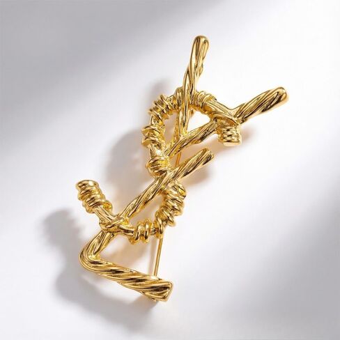 Gold-Tone Abstract Knot Brooch for Women, Vintage Style Twisted Metal Pin, Elegant Scarf Shawl Collar Brooch, Fashion Jewelry Accessory for Dresses Coats Sweaters in Kuwait