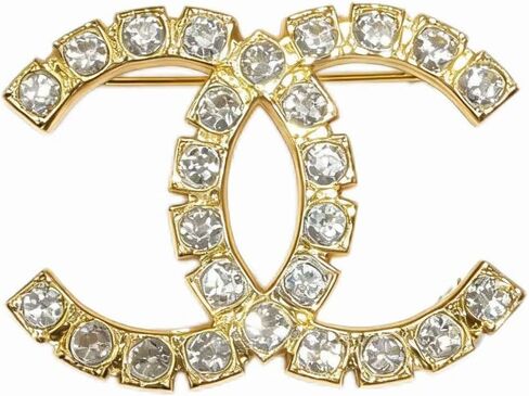 Gold Rhinestone Double Loop Brooch Pin for Women, Elegant Interlocking Circle Crystal Brooch, Fashion Jewelry Lapel Pin for Dress Coat Scarf Wedding Party Gift in Kuwait