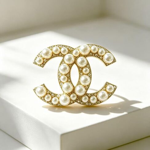 Lustrous White Pearl Brooch Pin, Elegant Pearl Brooch Pin, Gold Plated Fashion Accessory in Kuwait