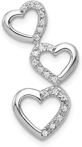 Charm Pendant 14K White Gold Diamond Round 1 10Ct. Triple Heart Chain Slide in Saudi Arabia