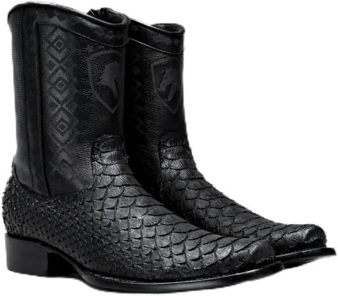 Joe Boots Men’s Snake Print Leather Western Boots – 3/4 Shaft Square Toe Cowboy Boot with Side Zipper Leather Outsole 1.5 Heel in Saudi Arabia