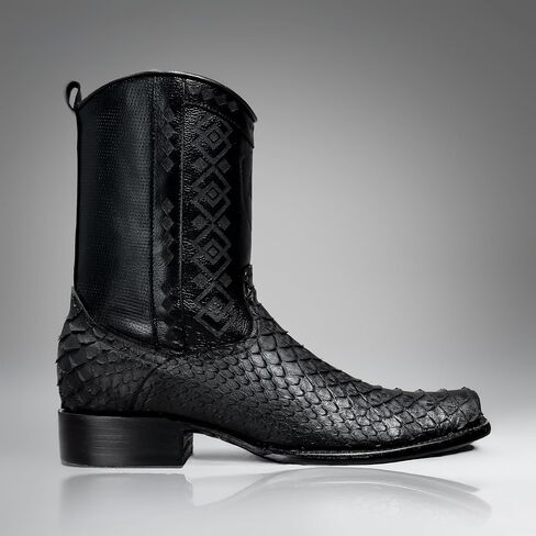Joe Boots Men’s Snake Print Leather Western Boots – 3/4 Shaft Square Toe Cowboy Boot with Side Zipper Leather Outsole 1.5 Heel in Saudi Arabia