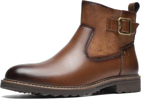 Men's Chelsea Boots, Versatile Slip On Ankle Boots with Side Zipper & Buckle, Comfortable Sharp Structured, Non-Slip Boots for Commute, Daily Wear, Outdoor in Saudi Arabia