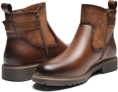 Men's Chelsea Boots, Versatile Slip On Ankle Boots with Side Zipper & Buckle, Comfortable Sharp Structured, Non-Slip Boots for Commute, Daily Wear, Outdoor in Saudi Arabia