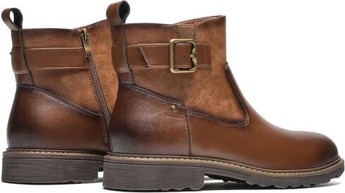 Men's Chelsea Boots, Versatile Slip On Ankle Boots with Side Zipper & Buckle, Comfortable Sharp Structured, Non-Slip Boots for Commute, Daily Wear, Outdoor in Saudi Arabia