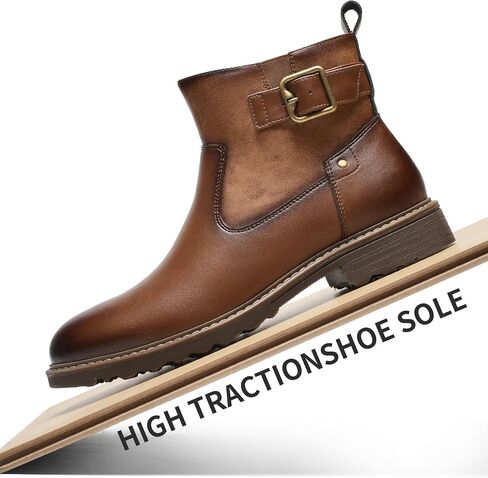 Men's Chelsea Boots, Versatile Slip On Ankle Boots with Side Zipper & Buckle, Comfortable Sharp Structured, Non-Slip Boots for Commute, Daily Wear, Outdoor in Saudi Arabia