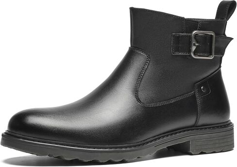 Men's Chelsea Boots, Versatile Slip On Ankle Boots with Side Zipper & Buckle, Comfortable Sharp Structured, Non-Slip Boots for Commute, Daily Wear, Outdoor in Saudi Arabia
