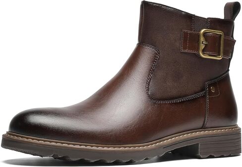 Men's Chelsea Boots, Versatile Slip On Ankle Boots with Side Zipper & Buckle, Comfortable Sharp Structured, Non-Slip Boots for Commute, Daily Wear, Outdoor in Saudi Arabia