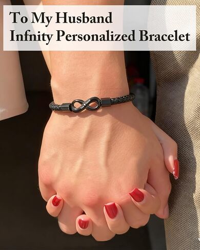 ziella To My Husband Bracelet,Dual Name Infinity Leather Bracelet,Personalized Custom Name Stainless Steel Bracelet Holiday Birthday for Him in Saudi Arabia