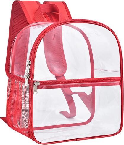 Paxiland Clear Backpack Stadium Approved 12×12×6 with Reinforced and Wider Shoulder Straps, Small Clear Bag for Schools, Concerts, Work, Festivals and Sporting Events - Black in Saudi Arabia