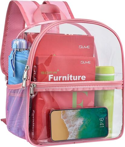 Paxiland Clear Backpack Stadium Approved 12×12×6 with Reinforced and Wider Shoulder Straps, Small Clear Bag for Schools, Concerts, Work, Festivals and Sporting Events - Black in Saudi Arabia