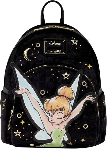 Loungefly Disney: Tinker Bell - Pixie Dust - حقيبة ظهر مخملية صغيرة - رائعة للأطفال والكبار - حقائب قابلة للجمع in Kuwait