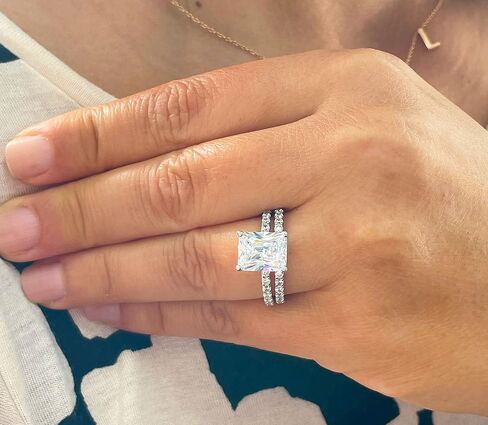 Stunning 5.50ct set in 14k Solid White Gold Radiant Cut Moissanite Engagement Ring And Band bridal set in Kuwait