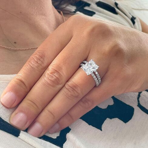 Stunning 5.50ct set in 14k Solid White Gold Radiant Cut Moissanite Engagement Ring And Band bridal set in Kuwait