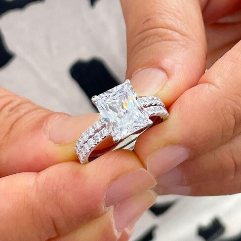 Stunning 5.50ct set in 14k Solid White Gold Radiant Cut Moissanite Engagement Ring And Band bridal set in Kuwait
