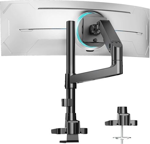 ARES WING Dual Monitor Arm Desk Mount for 17-49 Inch Ultrawide Monitors, Heavy Duty Dual Monitor Mount Holds 44 lbs, Full Motion Gas Spring Vertical Stacked Monitor Mount, 75/100 VESA Mount, Black in Saudi Arabia