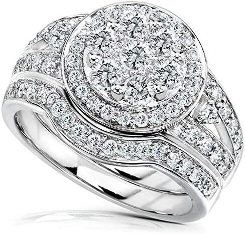 طقم زفاف Kobelli Diamond 1 قيراط من الذهب الأبيض عيار 14 قيراط in Kuwait