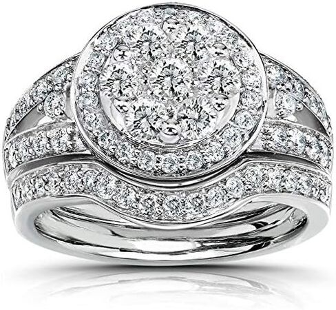 طقم زفاف Kobelli Diamond 1 قيراط من الذهب الأبيض عيار 14 قيراط in Kuwait