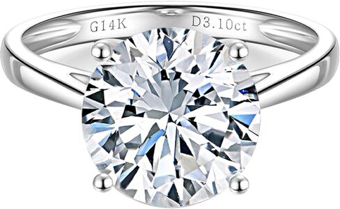 14K White Gold 1 to 3 Carat IGI Certified LAB Grown Diamond Engagement Rings for Women, Round Cut Solitaire Diamond Anniversary Wedding Promise Rings Jewelry Gift for Her, D-F Color, VVS1-VS1 Clarity in Saudi Arabia