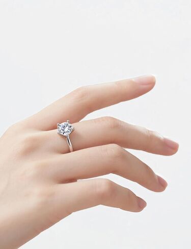 14K White Gold 1 to 3 Carat IGI Certified LAB Grown Diamond Engagement Rings for Women, Round Cut Solitaire Diamond Anniversary Wedding Promise Rings Jewelry Gift for Her, D-F Color, VVS1-VS1 Clarity in Saudi Arabia