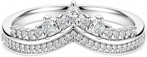 AURALUME Lab Grown Diamond Chevron Wedding Band 0.27cttw D Color VVS Clarity 3EX Cut Round Diamonds Curved S925 Stackable Anniversary Eternity Ring for Women in Saudi Arabia