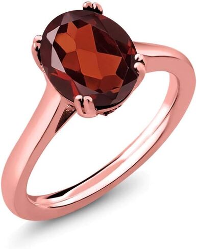 خاتم سوليتير من Gem Stone King 3.63 قيراط بيضاوي من العقيق الأحمر الأبيض والياقوت الأبيض المطلي بالذهب الوردي عيار 18 قيراط in Saudi Arabia