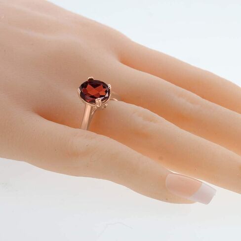 خاتم سوليتير من Gem Stone King 3.63 قيراط بيضاوي من العقيق الأحمر الأبيض والياقوت الأبيض المطلي بالذهب الوردي عيار 18 قيراط in Saudi Arabia