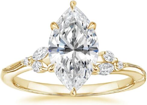925 الفضة/10K/14K/18K الصلبة الذهب سوليتير ماركيز قص مويسانيتي خاتم الزفاف مجموعة 2CT-4CT هدية خطوبة الزفاف in Kuwait