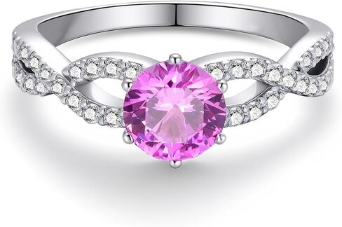 1CT Center Pink Tourmaline Engagement Ring Set for Women,18K White Gold Platinum Plated Silver Infinity Twisted Wedding Rings Set Tourmaline Moissanite Bridal Sets Jewelry Gift for Anniversary Wedding in Saudi Arabia