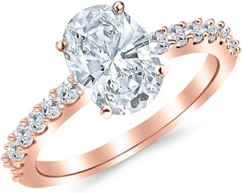 Houston Diamond District 1 to 5.5 Carat LAB GROWN IGI CERTIFIED DIAMOND Classic Prong Set Oval Cut Diamond Engagement Ring (E-F Color VS2-SI1 Clarity) in Kuwait
