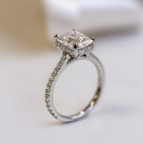Kobelli 2.7ct Radiant Moissanite Drop Halo Ring - white-gold / 4.5 G-H in Kuwait