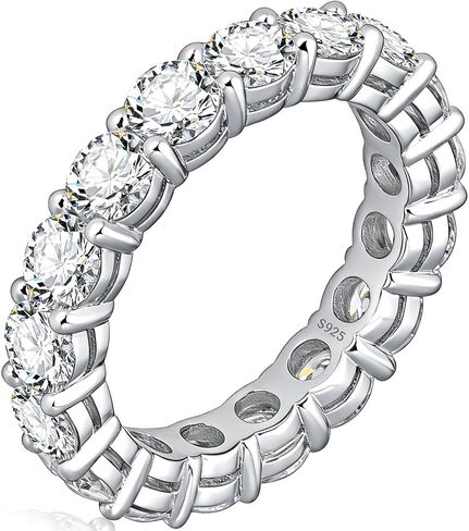 WES 3mm Moissanite Eternity Ring Wedding Band - 925 Sterling Silver D Color VVS1 Clarity Lab Created Total 2.2cttw Round Moissanite Rings for Women Men, Size 4-11 in Kuwait